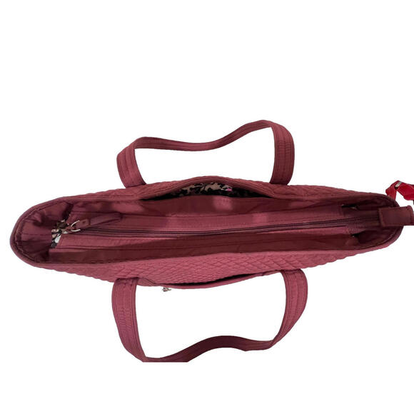 Vera Bradley Burgundy Wine Purse Quilted Shoulder Bag Double Straps Pockets - Picture 4 of 7